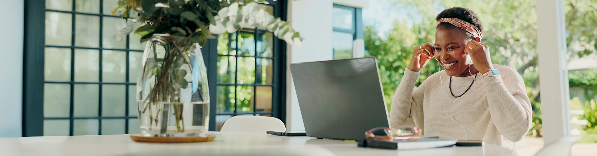 Person using a laptop computer.